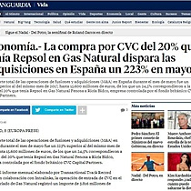 La compra por CVC del 20% que tena Repsol en Gas Natural dispara las adquisiciones en Espaa un 223% en mayo